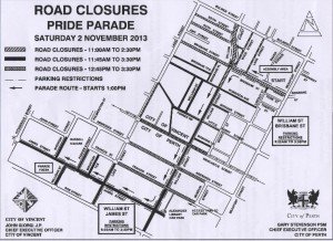 Road closures due to Pride Parade on Saturday 2nd of November